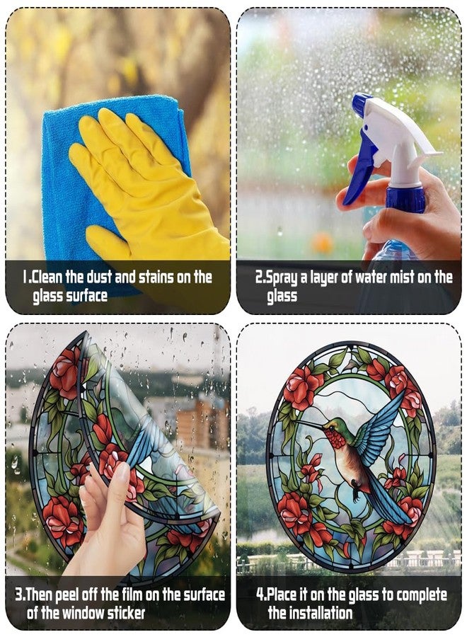 ZUYYON 4 Pcs Colorful Hummingbird Window Clings, Anti-Collision Window Clings Decals Removable Non Adhesive Vinyl Cling Window Stickers - Image 3